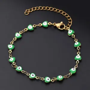Apple Green Eye Bracelet (Gold) / 10X5mm (Length: 160+50mm) / 1 Strand/Package