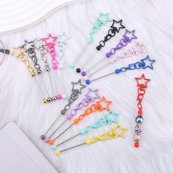 Wholesale DIY Beaded Five-Pointed Star Keychain Metal Beaded Keychain