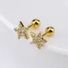 1 Piece Simple Style Star Moon Plating Copper Ear Studs