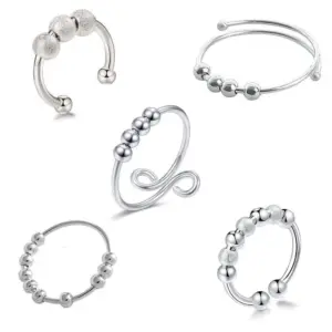 Wholesale Cross-Border Double-layer Rotatable Round Bead Ring Female Anxiety Decompression Female Ring Personality Fashion Bracelet Factory Wholesale