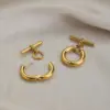 PVD Coated Real Gold Plated 18K Gold Solid Color 201 Stainless Steel Streetwear Waterproof Non Tarnish Earrings