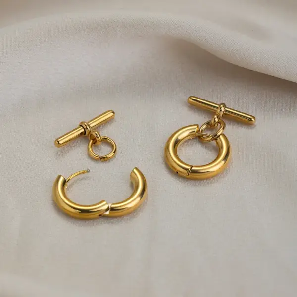PVD Coated Real Gold Plated 18K Gold Solid Color 201 Stainless Steel Streetwear Waterproof Non Tarnish Earrings