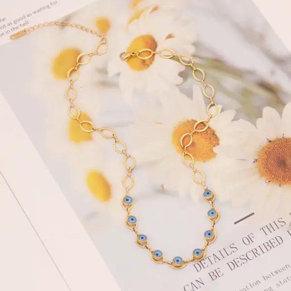 Wholesale PVD Coated 18K Gold Real Gold Plated Eye Stainless Steel Fashion Waterproof Non Tarnish 304 Stainless Steel Necklace