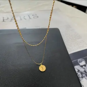 01-H6 Titanium Steel Double-Layer round Necklace