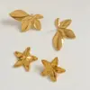 Wholesale PVD Coated Real Gold Plated 16K White Plating Leaves Flower 304 Stainless Steel Casual Modern Style Waterproof Non Tarnish Ear Studs