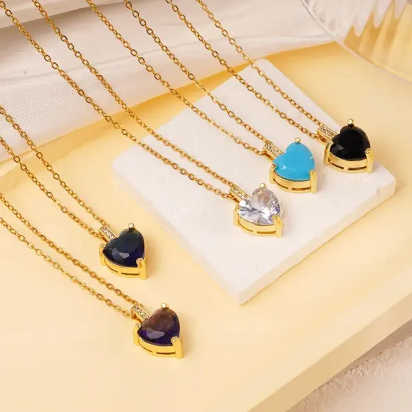 Wholesale Jewelry Simple Style Classic Style Heart Shape 304 Stainless Steel Copper Cable Chain Pendant Necklace