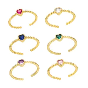 Wholesale Copper Plating Inlay Heart Shape Zircon Open Rings