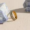 PVD Coated Real Gold Plated 18K Gold Geometric Plaid 304 Stainless Steel Waterproof Non Tarnish Rings