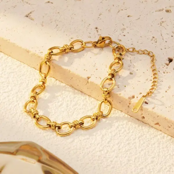 Wholesale Ion Plating (IP) 18K Gold Plated Solid Color 304 Stainless Steel Hip-Hop Streetwear Cool Style Waterproof Non Tarnish Jewelry Set