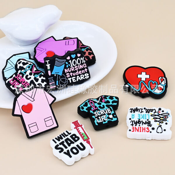 Wholesale [Hongzhou] doctors and nurses series drop glue cartoon silicone beads DIY jewelry accessories loose beads in stock