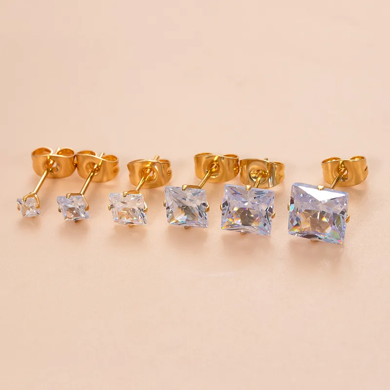 Wholesale 1 Piece Ear Cartilage Rings & Studs Simple Style Classic Style Geometric Square 316L Stainless Steel Waterproof Non Tarnish Surgical Ste