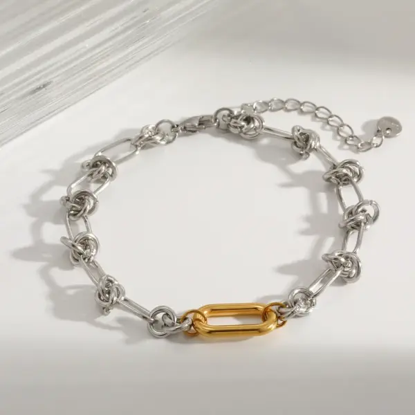 Vacuum Electroplating (In Furnace) Plated 18K Real Gold Paper Clip Love Shape 304 Stainless Steel Women's Suitable Lobster Clasp Bracelet