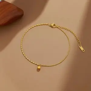 J05054-Strap Beaded Anklet - Gold