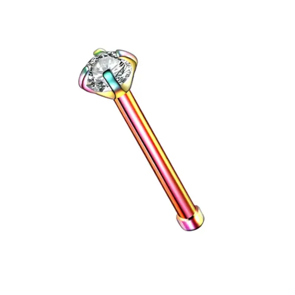 Wholesale Simple Style Solid Color Stainless Steel Inlay Zircon Nose Studs 1 Piece Nose Pin