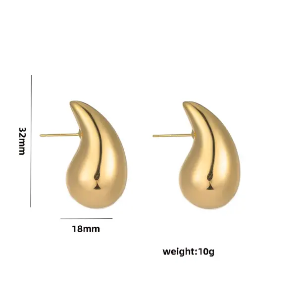 Wholesale PVD Coated Real Gold Plated C Shape Geometric Stainless Steel Casual Elegant Waterproof Non Tarnish Ear Studs