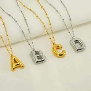 PVD Coated 18K Gold Plated Letter Stainless Steel Simple Style Commute Waterproof Non Tarnish Stainless Steel Titanium Steel Pendant Necklace