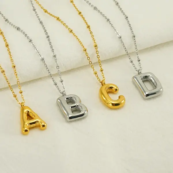 PVD Coated 18K Gold Plated Letter Stainless Steel Simple Style Commute Waterproof Non Tarnish Stainless Steel Titanium Steel Pendant Necklace