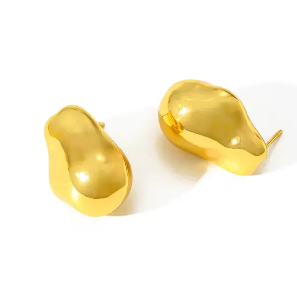 Wholesale Electroplating Golden Plated Irregular Square Heart Shape 304 Stainless Steel Casual Basic Modern Style Polishing Three-dimensional Earrings Ear Studs