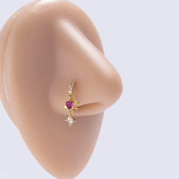 Ig Style Heart Shape Eye Butterfly Copper Plating Inlay Zircon Nose Ring Nose Pin