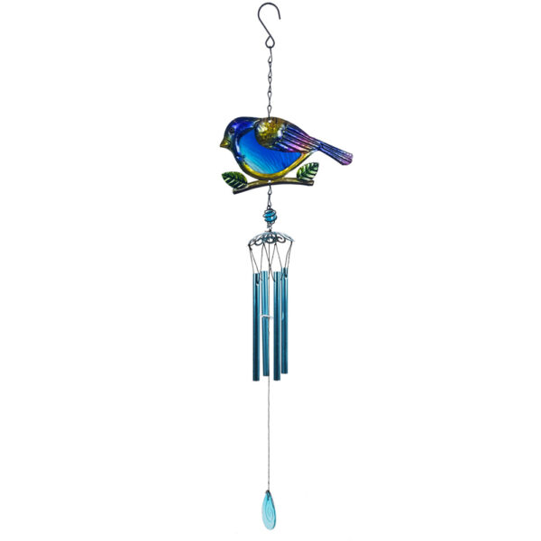 Wholesale Bird Garden Wind Chimes Creative Design Metal Glass Painted Wind Chimes for Home Garden Courtyard Decoration