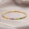 Wholesale New French Style Light Luxury Copper Alloy Synthetic Color Zircon Bracelet Mixed Color Design Temperament High-grade Colorful Bracelet