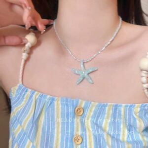 Blue starfish necklace