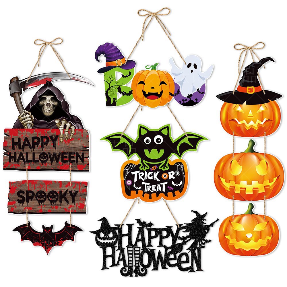 Wholesale 2025 Decoration Door Hanging Pumpkin Bat Hanging Decoration Ghost Festival Party Layout Door Hanging Decoration