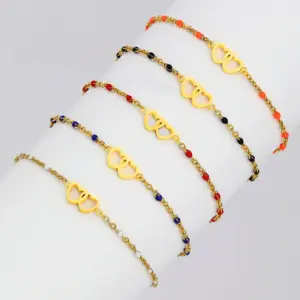 Wholesale Sweet Heart Shape Stainless Steel Metal Bracelets 1 Piece