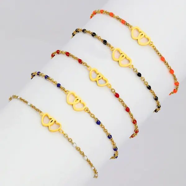 Wholesale Sweet Heart Shape Stainless Steel Metal Bracelets 1 Piece
