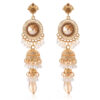 Wholesale Fashionable and Personalized Micro-Encrusted Diamond Earrings Thai Retro Women's Long Imitation Large Gemstone Tassel Bell Earrings