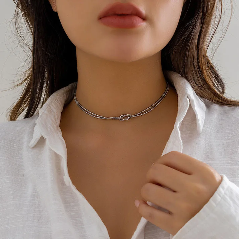Wholesale Jewelry Simple Style Knot Titanium Steel Plating Necklace