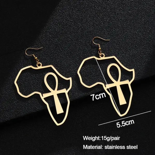 Wholesale Water Plating 18K Gold Plated Cross Map Stainless Steel Simple Style Earrings