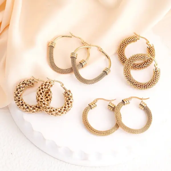 Wholesale 1 Pair Elegant French Style Circle 304 Stainless Steel Earrings