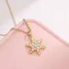Wholesale 201 Stainless Steel Copper Plating Inlay Snowflake Zircon Pendant Necklace