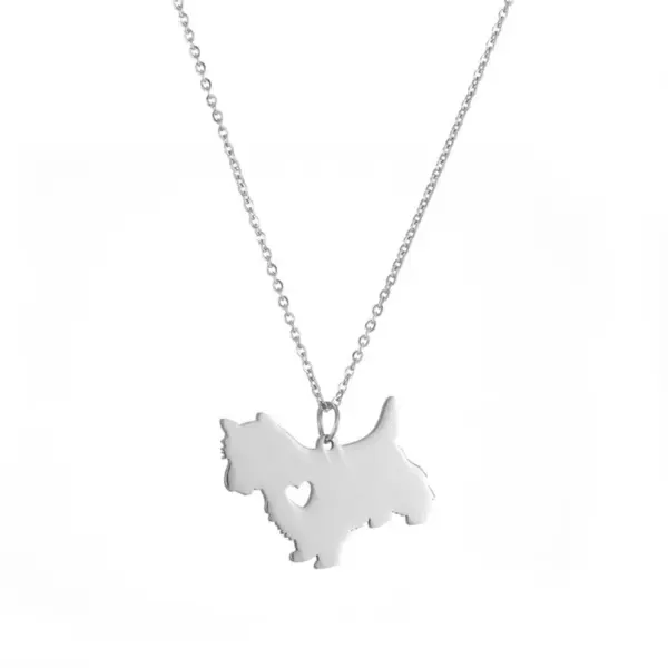 Wholesale 304 Stainless Steel Cute Slice Polishing Animal Dog Necklace Titanium Steel Necklace