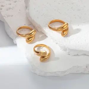 Wholesale Jewelry Simple Style Geometric 304 Stainless Steel 14K Gold Plated Plating Stainless Steel Rings