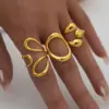 PVD Coated Real Gold Plated 18K Gold Geometric 304 Stainless Steel IG Style Casual Simple Style Waterproof Non Tarnish Open Rings
