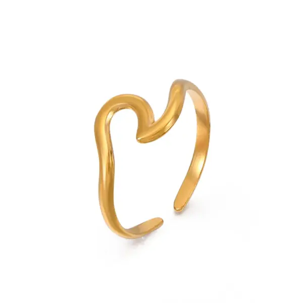 PVD Coated 18K Gold Plated Geometric 304 Stainless Steel Simple Style Waterproof Non Tarnish Open Rings