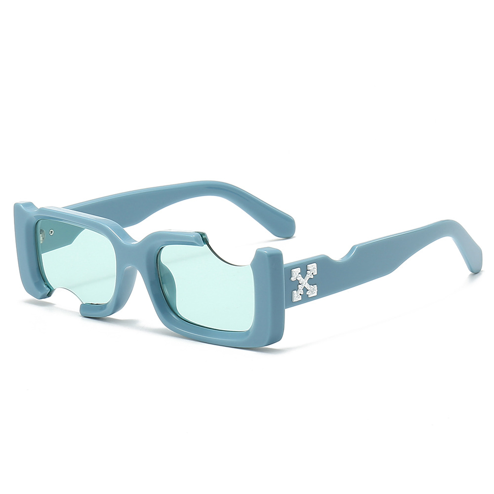 Wholesale New European and American Fashion Sunglasses Cross-Border Personalized Square Frame Notch Sunglasses Colorful Jelly Color Men's and Women's
