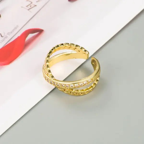 Wholesale Fashion Geometry Pattern Star Heart Copper Micro-inlaid Zircon Ring