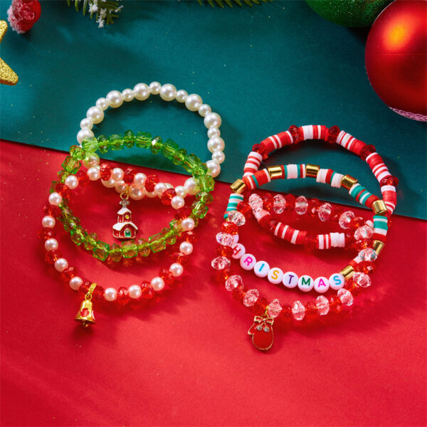 Wholesale Reindeer Christmas Tree Snowflake Pearl Glass Bracelet