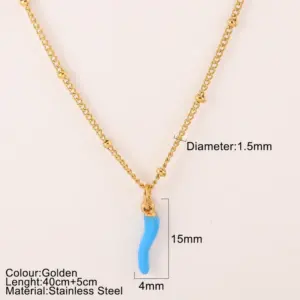 Clip Bead Necklace Light Blue Chili