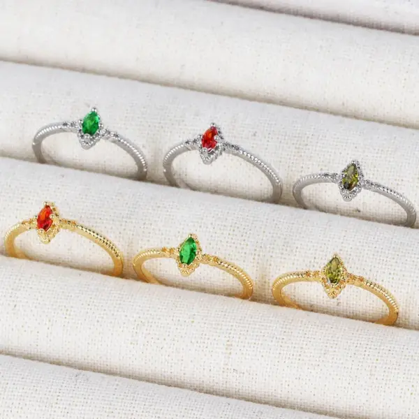 Copper 18K Gold Plated Inlay Geometric Zircon Open Rings