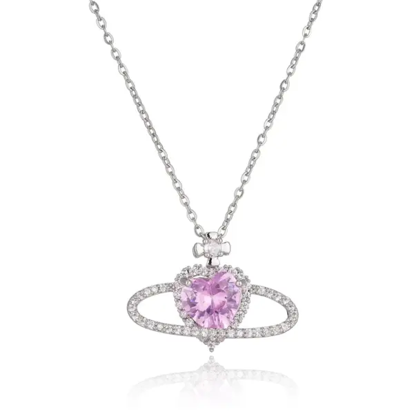 Wholesale Jewelry Cute Star Heart Shape Bow Knot Titanium Steel Zircon Inlay Pendant Necklace