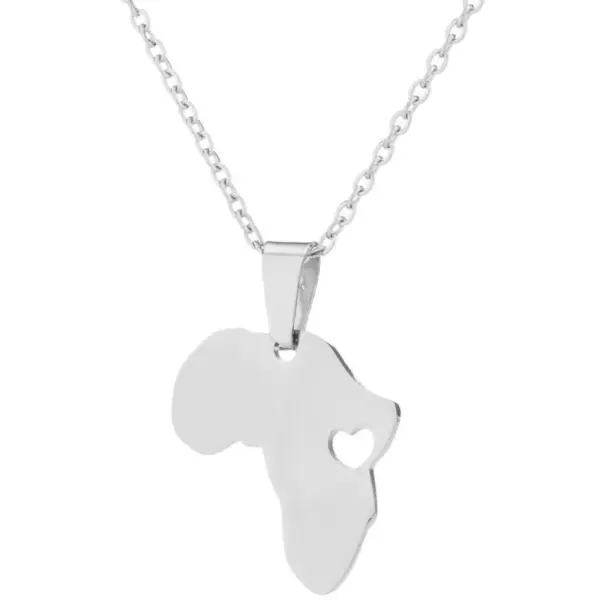 Wholesale PVD Coated 18K Gold Real Gold Plated Map 201 Stainless Steel Fashion Waterproof Non Tarnish 201 Stainless Steel Pendant Necklace