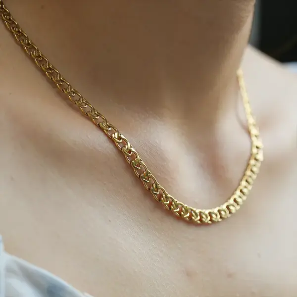 Wholesale Ion Plating (IP) Geometric Solid Color 304 Stainless Steel Hip-Hop Basic Waterproof Non Tarnish 304 Stainless Steel Necklace