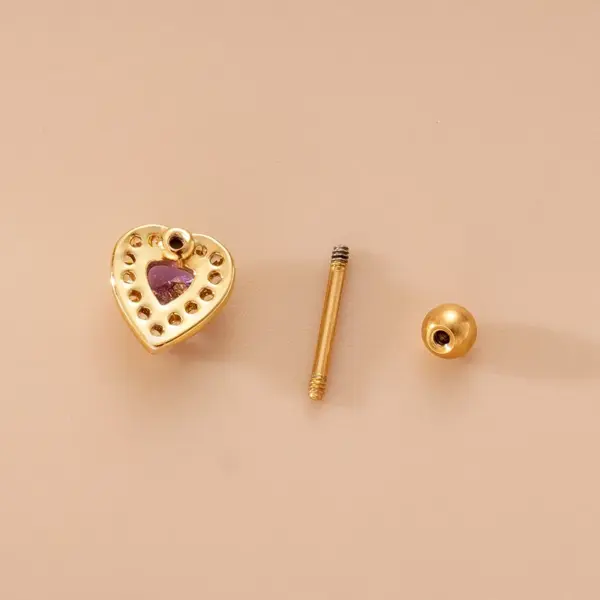 oly-93fa38d9746a0ab32c7e093e8427bd40 Wholesale 1 Piece Copper Zircon Ear Cartilage Rings & Studs Heart Shape Butterfly Waterproof Non Tarnish Surgical Steel