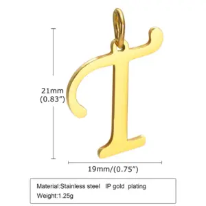 Gold (Single Pendant without Chain) / Letter T