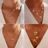Wholesale 304 Stainless Steel Tortoise Starfish Conch PVD Coated Freshwater Pearl Real Gold Plated Retro Beach Waterproof Non Tarnish Surgical Steel Inlay Lip Chain Gold Pendant Necklace