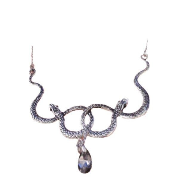 Wholesale Hot sale double snake necklace silver, gothic necklace, snake jewelry crystal necklace, winding snake necklace